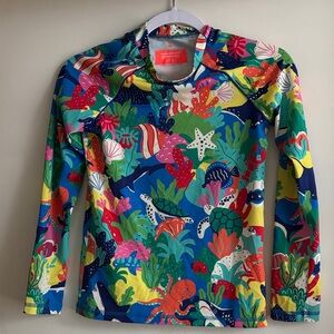 Boden a Multicolor Ocean-Themed Kids Swim Rashguard UPF 40+ protection